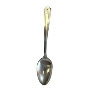 Avon Silver Plate Demitasse Spoon Art Deco Scroll Pattern 4 Inch Vintage